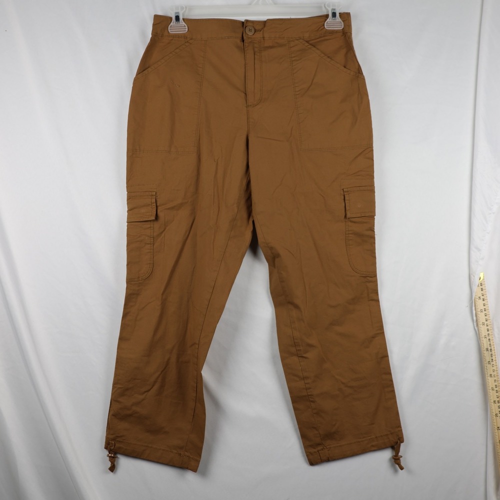 Social Standard Scout Poplin Surplus Pants Womens‎ Large Caramel Cargo Drawcord